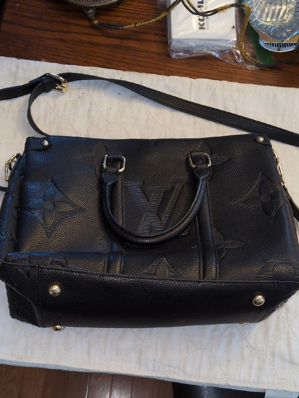 Louis Vuitton Black Embossed Monogram Speedy Bandoulière Satchel (Trianon PM?)